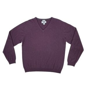 Joseph Abboud Sweater Mens XL Purple 100% Cashmere V-Neck Solid Long Sleeve